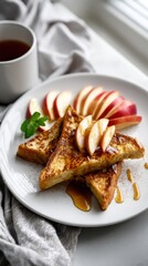 Overhead view of two delicious french toast slices