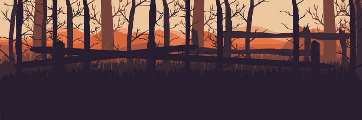 Folk horror theme for a modern Halloween festival. Eerie  abandoned farm landscape for an atmospheric event concept.