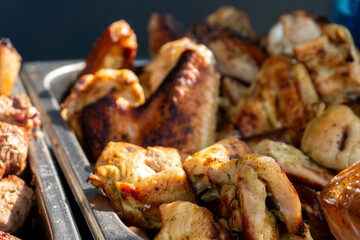 Grilled Chicken Wings on a Metal Tray