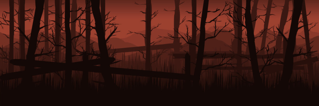 Background for a slasher movie marathon at a Halloween festival. Red horror forest for a scary film event poster. - Powered by Adobe