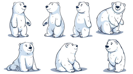 Adorable Polar Bear Set Illustration for Various Creative Projects