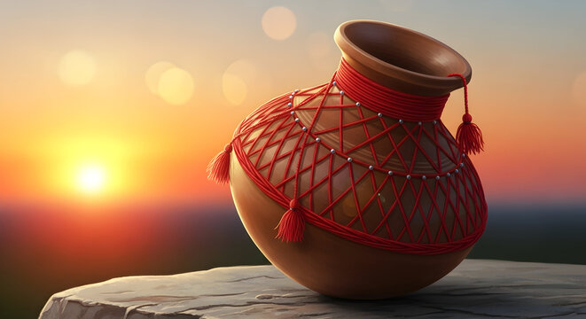 Decorated Matka a traditional indian earthen pot
