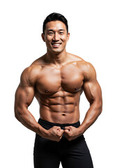 Fototapeta premium Strong Male Bodybuilder Posing in Studio Against White Background for Health and Wellness Promotion