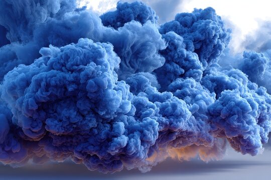 Dense accumulation of blue cumulus clouds drifting slowly in a stormy sky during daylight