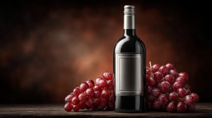 Obraz premium Elegant dark wine bottle with metallic cap on display
