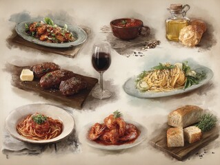 Italian Cuisine: Pasta, Meat, & Bread