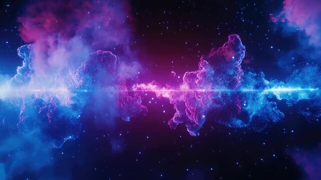 Vibrant nebula and star field with cosmic energy and vivid colors, featuring a digital of space.