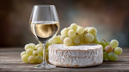 Elegant golden wine glass with white wine