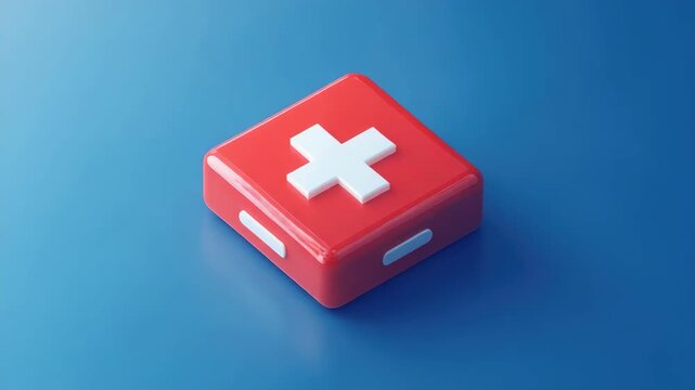 This is a red first aid kit with essential supplies for emergency situations. It's compact and easy to carry, ensuring medical assistance at the ready.