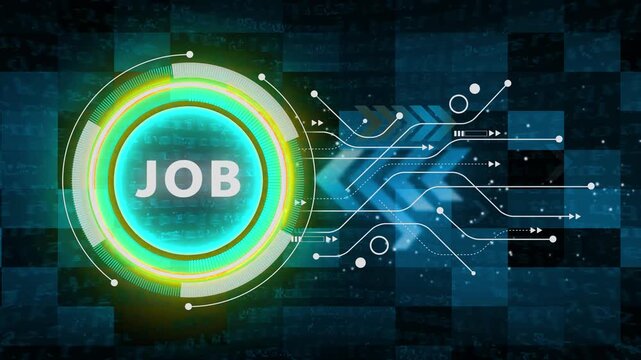 Job career profession network recruiting tag cloud animation. Unemployment and looking for work.