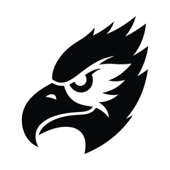 Eagle Hawk Head Logo Design – Fierce Bird of Prey Silhouette for Brand Identity and Sports Mascot