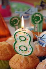 Kindergeburtstag, Muffins, Polizei, Geburtstagskerze, acht