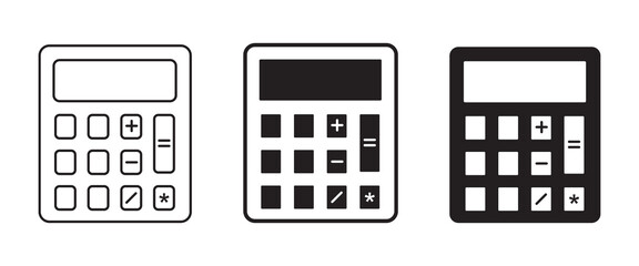 Calculator icon set illustration. Accounting calculator sign and symbol.