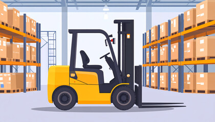 Forklift in warehouse interior