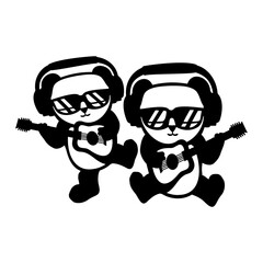 2 Panda Bear Guitar Rock Stars Sunglasses Team Band Friends