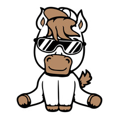 Horse Cool Sunglasses Cap Hat Summer Funny Dude