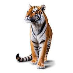 Obraz premium Isolated high-resolution image of a Siberian tiger with vivid fur pattern.