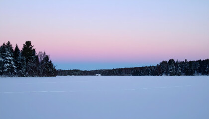 Frozen lake sunrise landscape