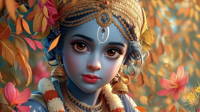 An innocent and beautiful portrait of the young Lord Krishna