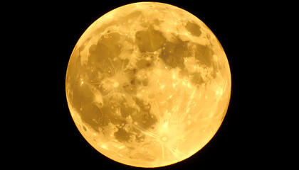 Full golden moon in night sky
