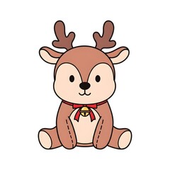 Obraz premium Reindeer Plush Toy with Bell Vector 