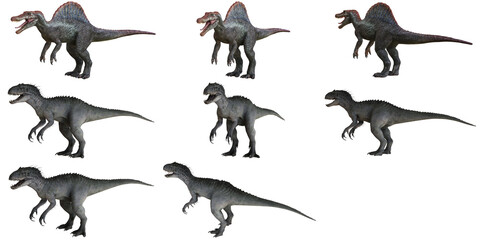 Illustration of various prehistoric dinosaurs