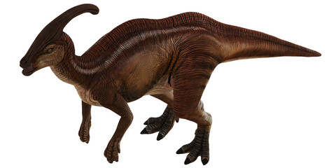 Detailed model of a Parasaurolophus dinosaur.