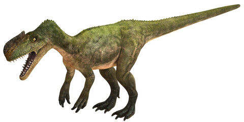 Majestic green dinosaur with sharp teeth and claws. © Ilie