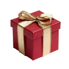 Red gift box with gold ribbon and bow