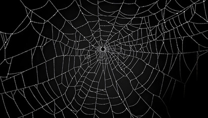 Obraz premium depicting spider webs on a black background white invertebrate illustration