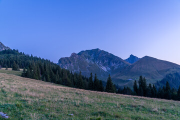 Obraz premium Starry Skies over the Gantrisch Mountains