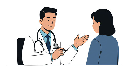 Obraz premium Doctor explaining diagnosis to patient in clinic illustration