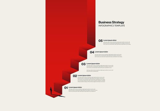 Business Growth Strategy Infographic Template with Optical Illusion Stairs