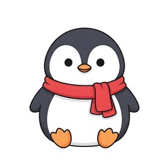 Obraz premium Penguin Plush Toy with Scarf Vector