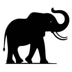 Obraz premium Black and white vector silhouette of an elephant on white background