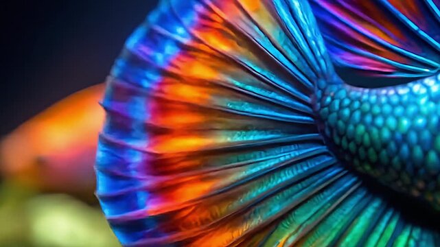 Vibrant fish tail closeup