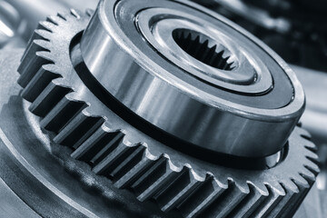 Engine gear wheels, industrial background