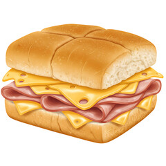 Delicious Ham and Cheese Sandwich: A Close-Up View of a Tasty Meal