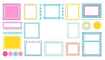 Colorful decorative picture frames collection