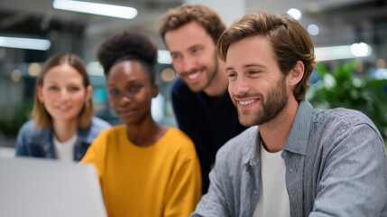 Diverse Team of Designers Collaborating on App Development Project