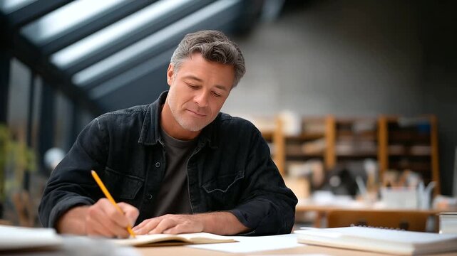 Designer Redesigning Rejected Logo in Creative Office Setting