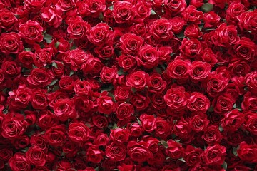 Fresh red rose pattern wallpaper from top view for wall background
