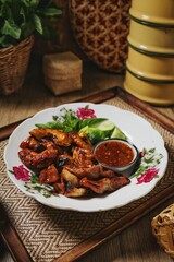 Grilled intestines, Roasted pork Chitterlings, Thai call Sai-On Yang, Thai food	