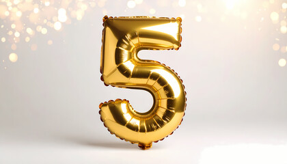 Gold balloon number five celebration decoration