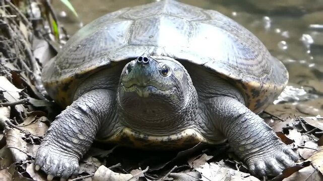 Close-up of a turtle on the ground
