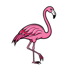 Obraz premium Pink flamingo on a white background. vector illustration of flamingo