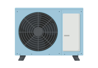 Fototapeta premium Modern Outdoor Air Conditioner Unit for Cooling and Heating Systems with a Large Fan and Control Panel