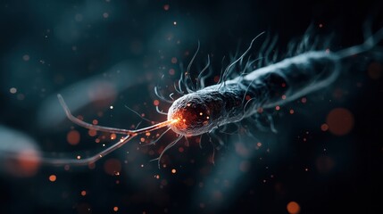 Obraz premium Microscopic exploration unveils the fascinating world of bacteria illuminating life through intricate details