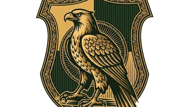 Majestic Golden Eagle Heraldic Shield Emblem Design