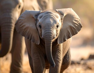Baby elephant in a savanna